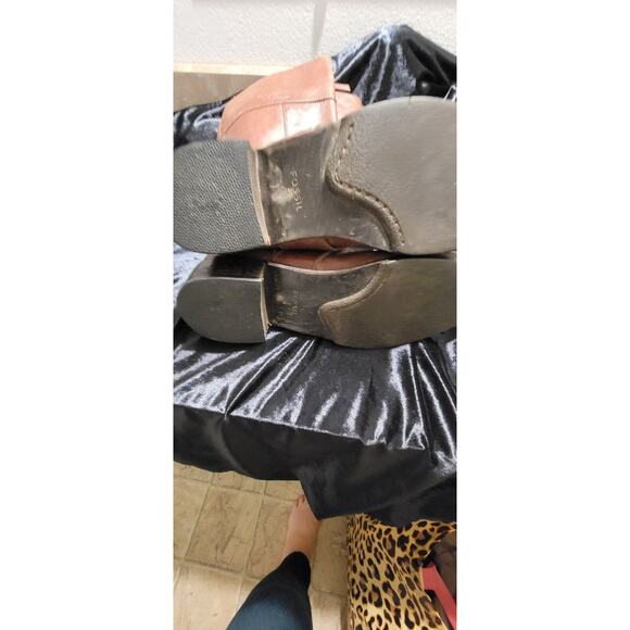 Fossil Brown Leather Tall Side Zip Buckle Boots Women's size 7.5M - Picture 6 of 9